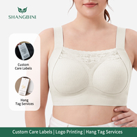 Soutien-gorge sans couture SHANGBINI à bordure en dentelle, grande taille, couvrant entièrement, offrant un bon maintien, sans armatures, vente en gros