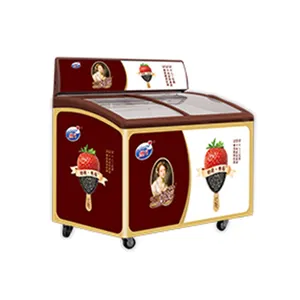 custom american classic style top open glass door multi-color ice cream showcase counter convenience equipment