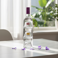 Bouteille en verre empilable pour vin et spiritueux, prix de gros, 100ml, 250ml, 300ml, bouteille ronde pour vin, whisky, gin, vodka
