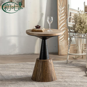 Mesa de centro redonda de madera maciza Wabi Sabi The Seventh Day, hecha a mano, para sala de estar o tienda de té - Product Image 2