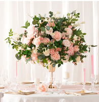 Centres de table modernes en soie pour événements de mariage, personnalisés, 1,64 pied, avec hydrangeas violets et bougeoirs floraux pour anniversaire