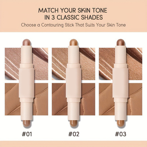 Stick de contour et illuminateur 2-en-1 double embout, stylo de maquillage visage pailleté, bronzant, OEM ODM, marque privée, cosmétiques en gros OEM ODM - Product Image 4