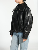 Veste Bomber Courte en Véritable Peau de Mouton Naturelle pour Femme, Fermeture Éclair, Automne, Douce, Luxueuse, Unie, Respirante, Vente en Gros