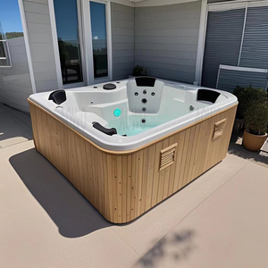 Piscinas de aguas termales al aire libre Tubo caliente Piscinas de remojo de aire para 4 personas Bañera de hidromasaje Hotel Rústico Retiros de remojo al aire libre Bañera de hidromasaje - Product Image 6