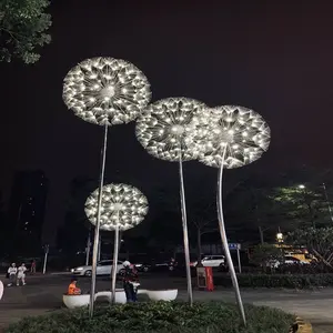 Bahçe dekoru düğün kutup ağacı otel sokak parkı 3d büyük dekoratif Led ışıklı Fiber optik karahindiba çiçekler ışık