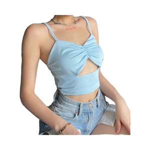 Tops Cortos Sexys de Verano para Mujer, Top Deportivo de Satén con Logotipo Personalizado, Sin Mangas, Venta al Por Mayor - Product Image 1