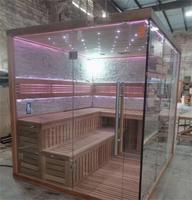 Traditionelle Holzsauna für den Außenbereich mit Heizofen, Einfache Installation, Rustikale Dampfsauna für Zuhause