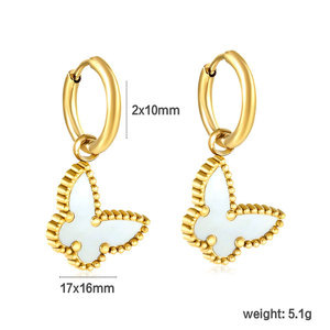 Pendientes de Mariposa Pequeños y Delicados de Acero Inoxidable 316L con Baño de Oro PVD de 14k y 18k para Mujer, Venta al por Mayor - Product Image 5