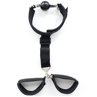 Collier fétiche en silicone avec bâillon à boule et menottes pour poignets, dispositif de contention corporelle pour adultes