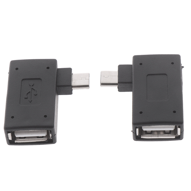 90 Degree (Left+Right) Angled Micro USB 2.0 OTG Host Adapter with USB Power for S3 S4 S5 Note2 Note3 Cell Phone & Tablet