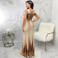 Robe élégante à design Robe sexy à impression numérique à la mode Robe longue de soirée à épaules dénudées pour filles