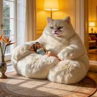 Canapé lounge de luxe pour chat blanc de grande taille, fauteuil ergonomique moderne et moelleux, mobilier de salon design