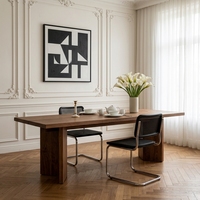 Ensemble de salle à manger de luxe en bois de noyer noir stable avec table à manger 6 places de luxe pour hôtel, appartement