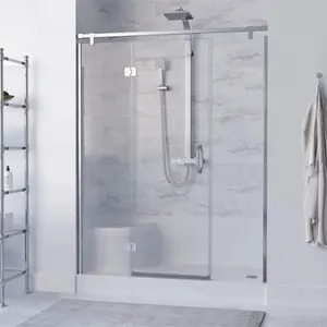 Oumeiga duş kabini 1500mm duvar inşa duvar duşu ekran su geçirmez banyo 6mm krom Modern düz çerçevesiz menteşe