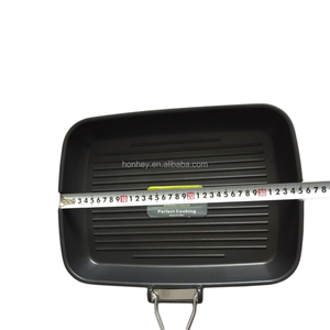 矩形可折叠压铸铝不粘涂层烤架感应底部烤盘 - Product Image 2