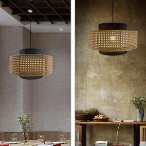 Commercio all'ingrosso costiera europea Vintage naturale lampada a sospensione copertura <span class=keywords><strong>paralume</strong></span> cornici di bambù Rattan luci lampadari <span class=keywords><strong>paralume</strong></span> - Product Image 3
