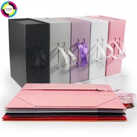 Boîte cadeau en papier pliable avec poignée, logo personnalisé, emballage plat pour cosmétiques, parfums, bijoux, cadeaux