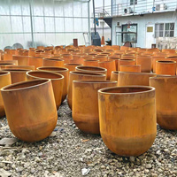 Pot Bunga Logam Bulat Corten Steel, Pot Tanaman Taman Luar Ruangan, Finishing Rust, Dekorasi Lanskap Halaman dan Patio