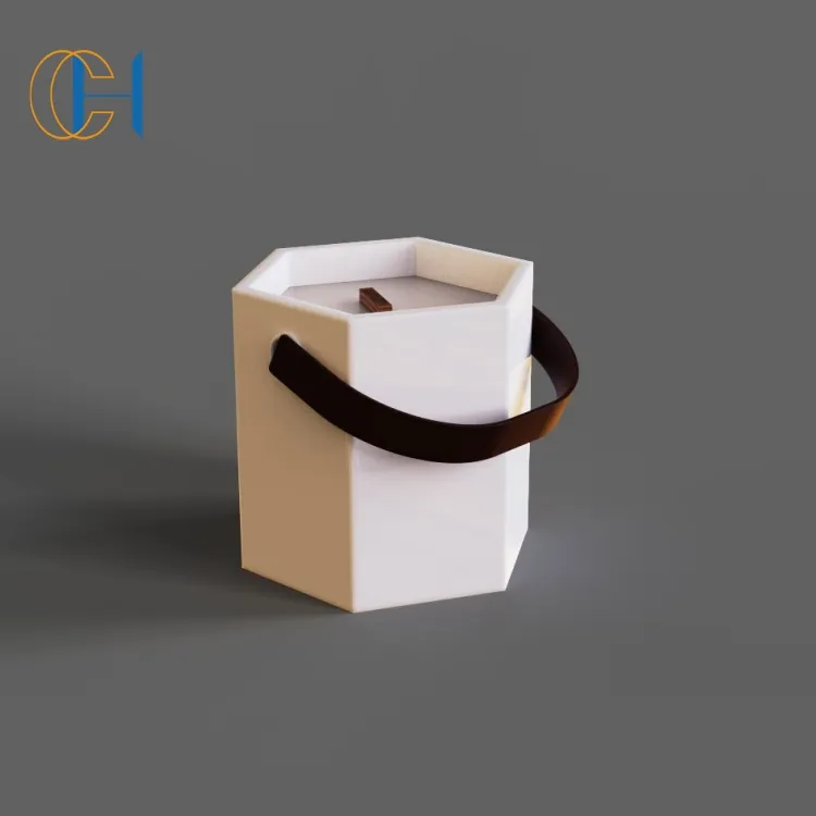 C & H Diseño simple Logotipo de grabado privado Contenedor de vela de lujo Tarro de vela de hormigón de cerámica vacío con paquete personalizado