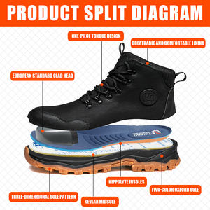 Botas DE TRABAJO resistentes al desgaste para hombres Anti-Smash Anti-Pierce Antideslizante Zapatos de seguridad sin olor para la fábrica del sitio de construcción - Product Image 4