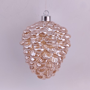 Personnalisé vintage led lumineux argent mercure en verre soufflé pendaison de noël pomme de pin en forme ornements produits pour <span class=keywords><strong>vente</strong></span> - Product Image 4