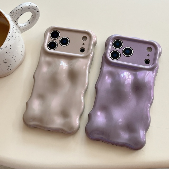 Unique Design Embossed Phone case for iPhone 17 16 Pro Max 15 14 13 Pro 12 11 Protective Phone Cover Fashion Trend Purple Khaki