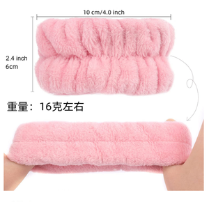 Soft Flannel Spa Headband and Wristband Set with Highly Absorbent Design for Face Washing in White Pink Gray Colors - Product Image 2
