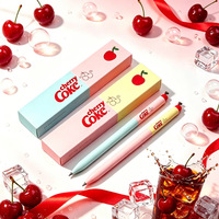 Pulpen Gel Kreatif Cherry Coke 0.5mm Ujung Peluru Tinta Hitam Cepat Kering Dua Warna untuk Hadiah, Pelajar, Belajar, dan Eceran