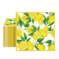 60 Serviettes en Papier Carrées à Motif Citron, Petit Paquet, Décoration de Table, Thème Vivant, Jetables, Mariage, Pâques