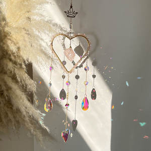 روز الكوارتز شكل قلب صائد الشمس نافذة معلقة صائد الشمس صانع قوس قزح الزجاج سحر تاج الزفاف تذكارية - Product Image 2