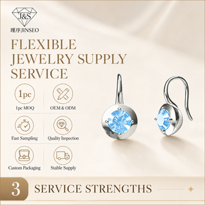 Pendientes de Gancho de Plata de Ley S925 con Aguamarina Sintética, Adorno de Circonita Cúbica, Minimalistas, Chapados en Oro Blanco, Joyería de Regalo para Mujer - Product Image 5