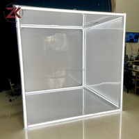 ZKAI Boîte de photomaton portable en métal noir avec éclairage LED pour la photographie d'événements et les arrière-plans de mariage