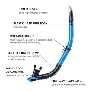 Snorkel Subacqueo Semi-asciutto per Pesca con Lancia, Doppia Valvola Super, in Silicone o PVC S03/S04 - Product Image 6