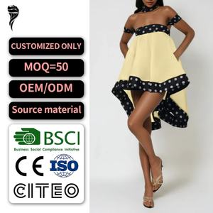 Nouvelle arrivée, robe courte à pois légère et personnalisée, épaules dénudées, ourlet évasé, robe d'été pour femmes - Product Image 1