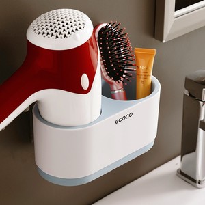 Ecoco Hair Dryer Holder Wall Mounted Storage Rack For Bathroom With Brush And Bottle Compartment - Product Image 2