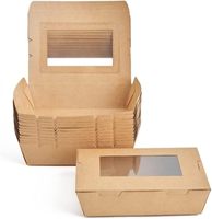 Boîtes à bento en papier artisanal écologique pour la préparation de repas Conteneur à emporter en papier kraft avec fenêtre
