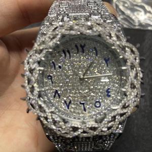 Nuevo Reloj de Lujo para Hombre con Moissanita Incolora VVS, Acero Inoxidable, Titanio, Personalizado, Blanco Hielo, Dorado, Corona, Analógico, Vintage, Cristal, Silicona - Product Image 4