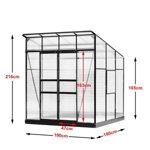 Invernadero de Aluminio para Jardín con Techo Inclinado, Fácil de Montar, Adosado a la Pared o Independiente, con Doble Puerta Corredera - Product Image 2