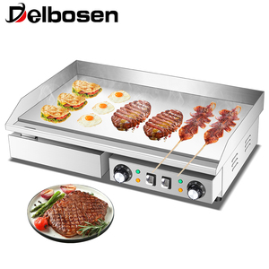 Sartén <span class=keywords><strong>eléctrica</strong></span> comercial cromada, horno de tapa plana de un solo control, parrilla de <span class=keywords><strong>barbacoa</strong></span> de placa de acero inoxidable - Product Image 1