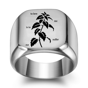 Anillo Cuadrado de Oro de 18 mm con Grabado Láser de Árbol del Amor, Joyería de Moda para Hombre, Regalo - Product Image 3