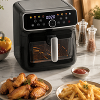 Friteuse à air électrique intelligente avec écran tactile, 8 menus prédéfinis, mode maintien au chaud, mode dégivrage, silencieuse, grande capacité 10L, certifiée CE, pour la cuisine