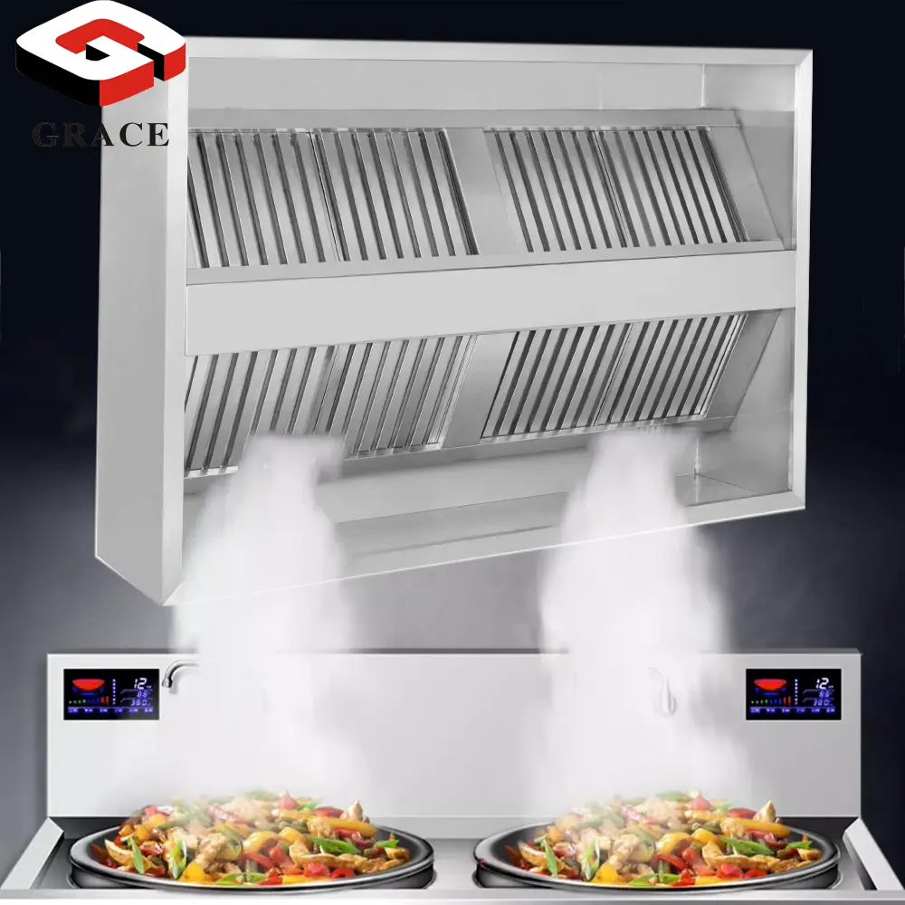 Grace Fabricante Sistema de exaustor de ventilação em aço inoxidável personalizado para exaustor de cozinha comercial de hotel e restaurante