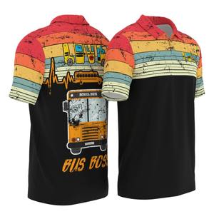Vente en gros Été Automne Manches Courtes Aloha Chemise Nouveau Style Polynésien <span class=keywords><strong>Chauffeur</strong></span> d'Autobus <span class=keywords><strong>Scolaire</strong></span> Imprimé Tropical pour <span class=keywords><strong>Chauffeur</strong></span> d'Autobus Enseignants - Product Image 3