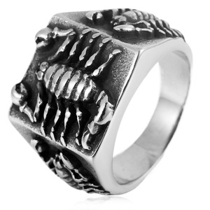 yunnique Men's <b>Titanium</b> Steel Scorpion <b>Ring</b> Insect Design Geometric Shape Gift Jewelry Full Size 2 - Product Image 1