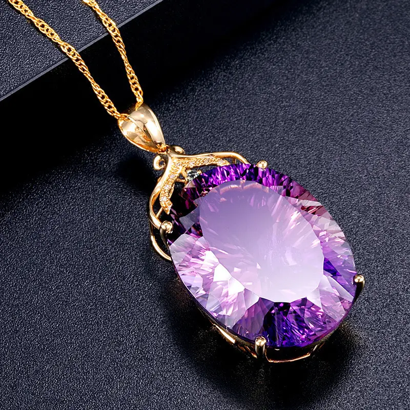 Fashion Jewelry Necklaces,Big Gemstone Jewelry Crystal Pendant Necklace From China