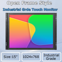Moniteur tactile résistif industriel de 15 pouces, écran LCD à cadre ouvert, affichage HD BNC