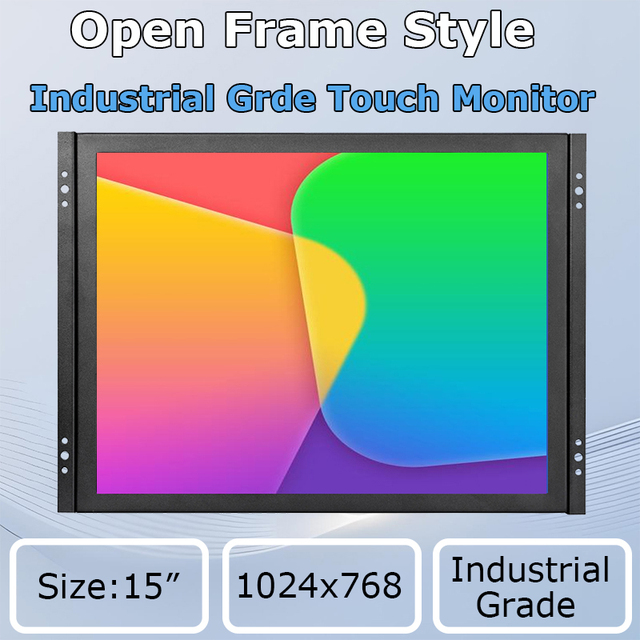 15 Inch Industrial Resistive Touchscreen Monitor Open Frame LCD BNC HD Display