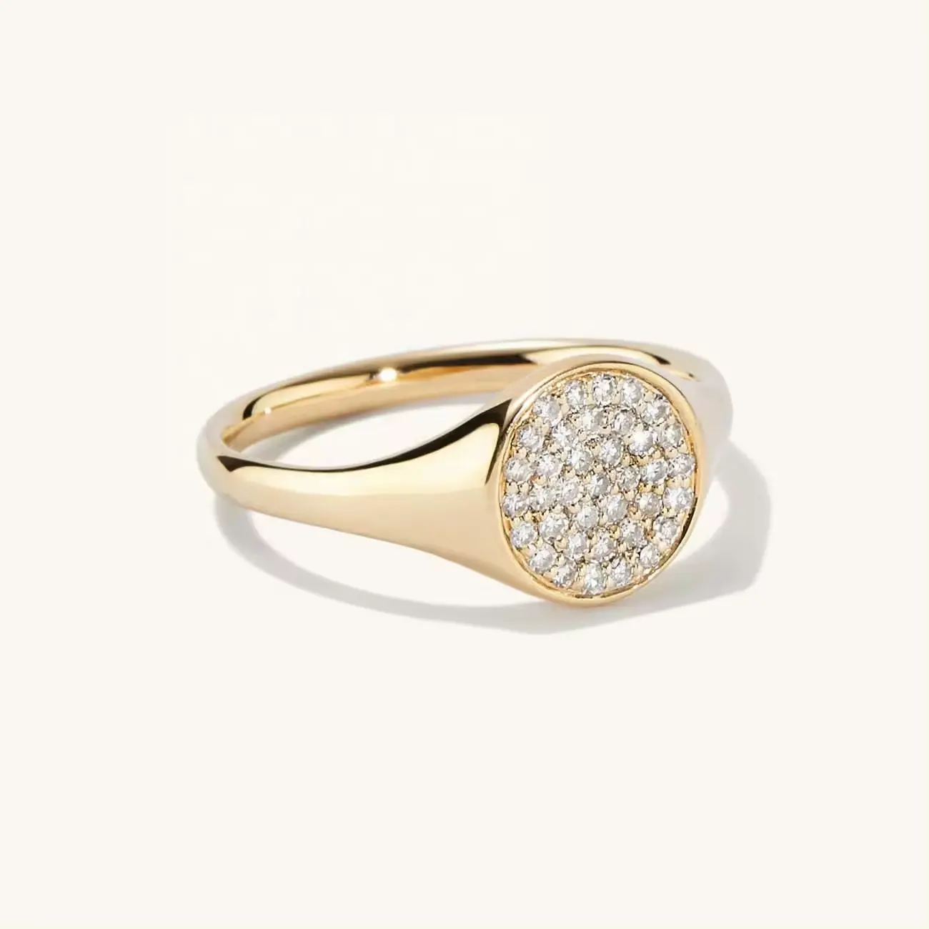 Yinju 925 Sterling Zilver 14K Gouden Sieraden Groothandel Pave Diamant Zegel Pinky Ring Vrouwen