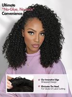 Perruque synthétique 3-en-1 Afro Kinky Curly, longue, avec queue de cheval à cordon, sans colle, en fibre, avec bandeau, en stock