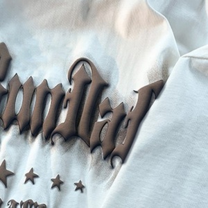 Camiseta Urbana de Algodón con Estampado Gráfico, Unisex, Logotipo Oversize, Impresión 3D Puff, QIANSHI Blanca - Product Image 4